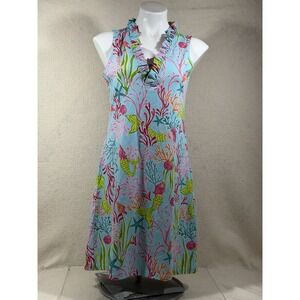 AnaClare Betsy Top Ariel Mermaid Coral Sleeveless Dress Womens Medium Coastal